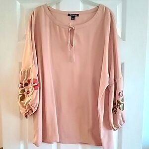Floral Embroidered Blush Pink Top